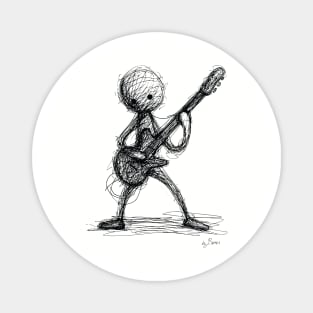 Stickman Playing Electric Guitar Magnet